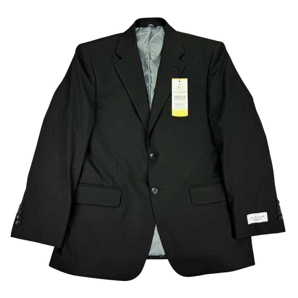 Haggar Mens Premium Stretch Classic Fit Suit Jacket Black 40S